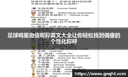 足球明星微信昵称英文大全让你轻松找到偶像的个性化称呼